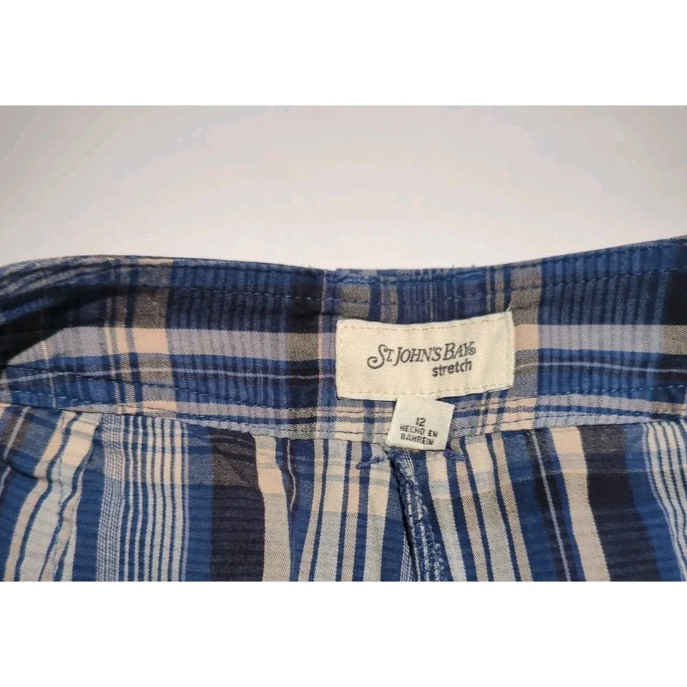 St  Johns Bay Plaid Skort Size 12 Cotton Stretch Preppy Academic Short skirt